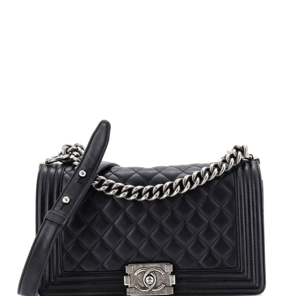 Chanel Old Medium Boy Flap Bag Quilted Lambskin